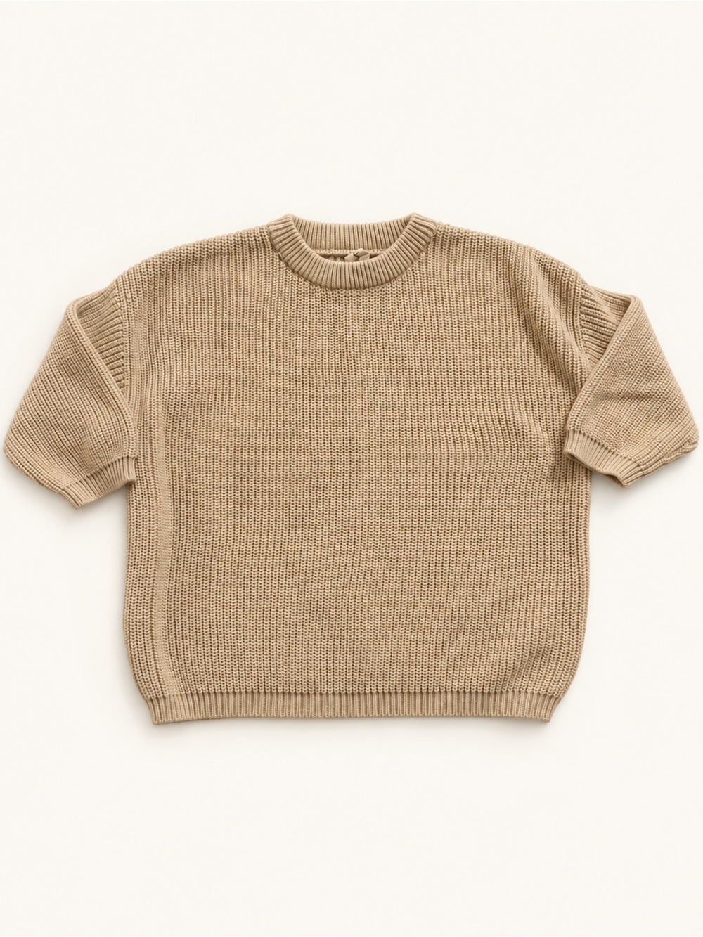 Babysprouts Chunky Knit Short-Sleeve Sweater in Beige
